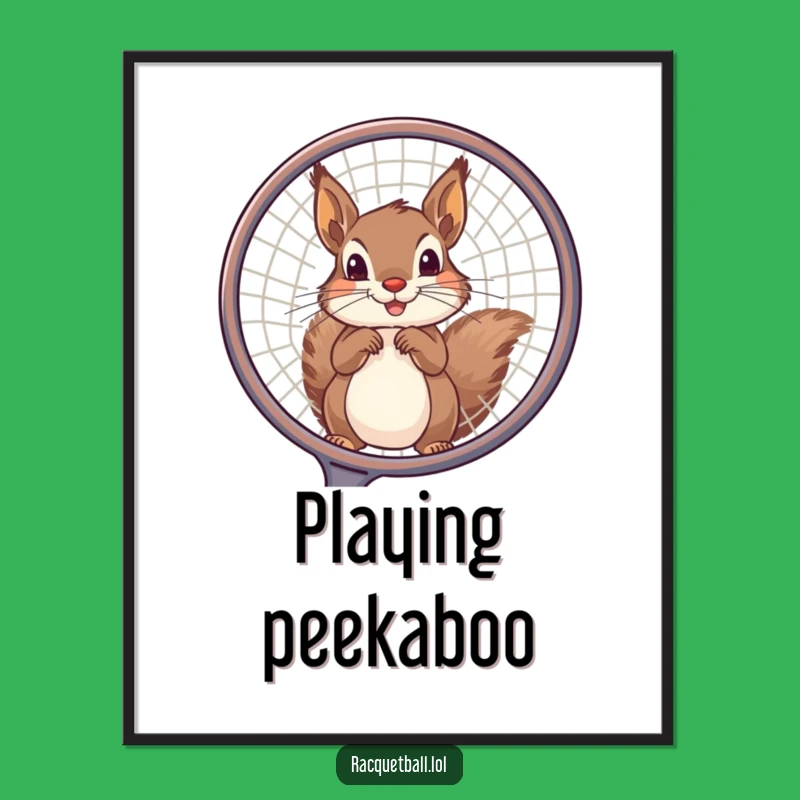 Funny Squirrel Tennis Poster: Playful Art for a Sporty, Hilarious Space!