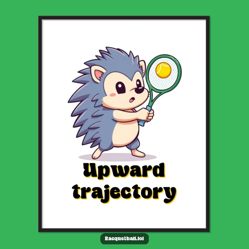 Funny Hedgehog Tennis Poster: Artful Action for Sports Fans!