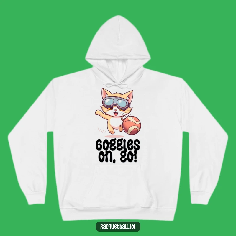 Cozy Funny Cat Goggles Hoodie: Enthusiastic Chase Warmth
