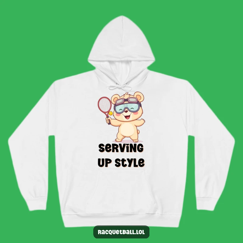 Funny Giggling Bear Racquetball Hoodie - Cozy Gaming Apparel Gift