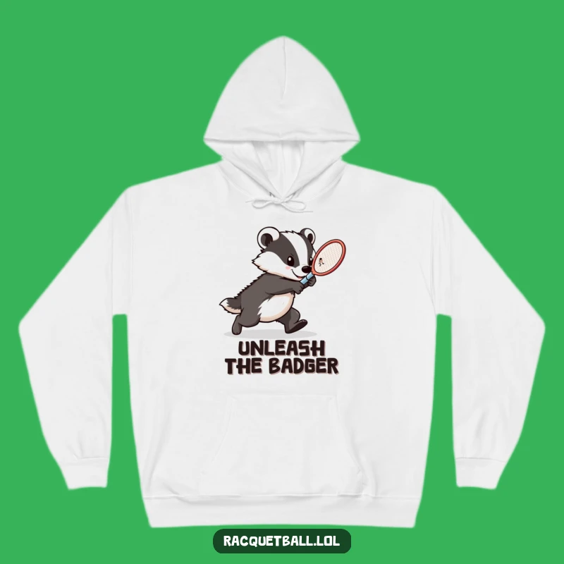 Funny Badger Tennis Hoodie: Intense Lunging Athlete Racquet Warmth, Ultimate Humorous Gift
