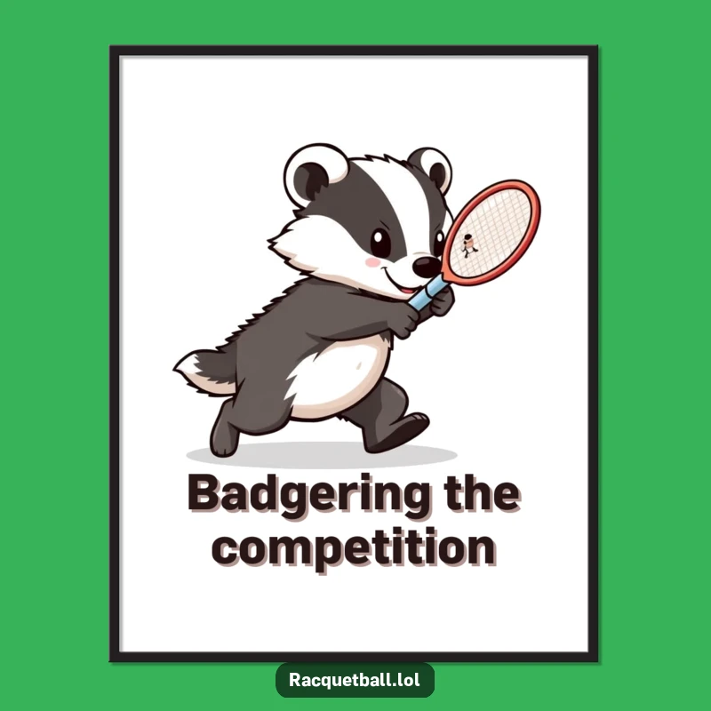Free Printable Wall Art Intense Badger Tennis Player Downloadable Art