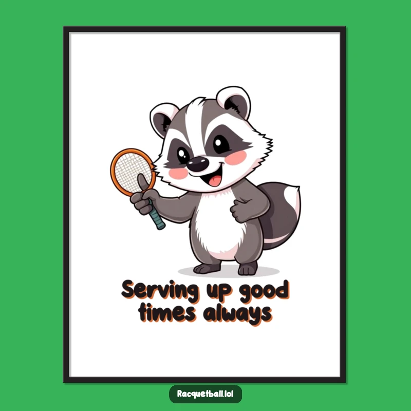 Free Printable Wall Art: Funny Badger Racquet Thumbs Up - Downloadable Digital Art for a Laugh