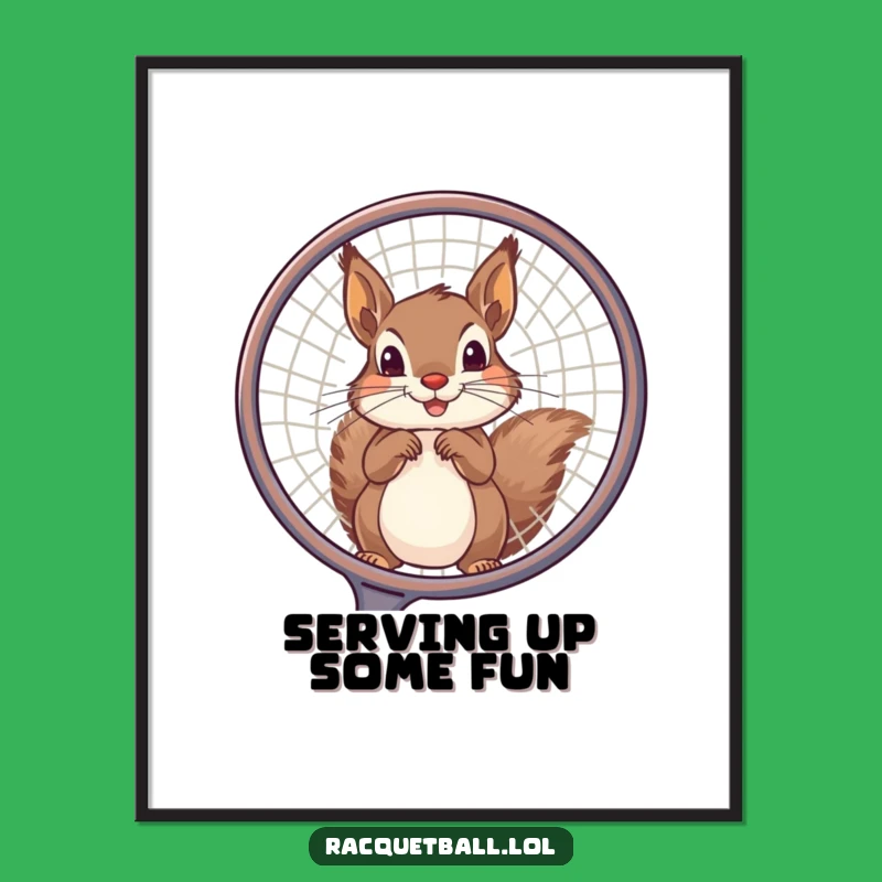 Funny Free Printable Wall Art: Squirrel Racquet Peek Humorous Downloadable Decor