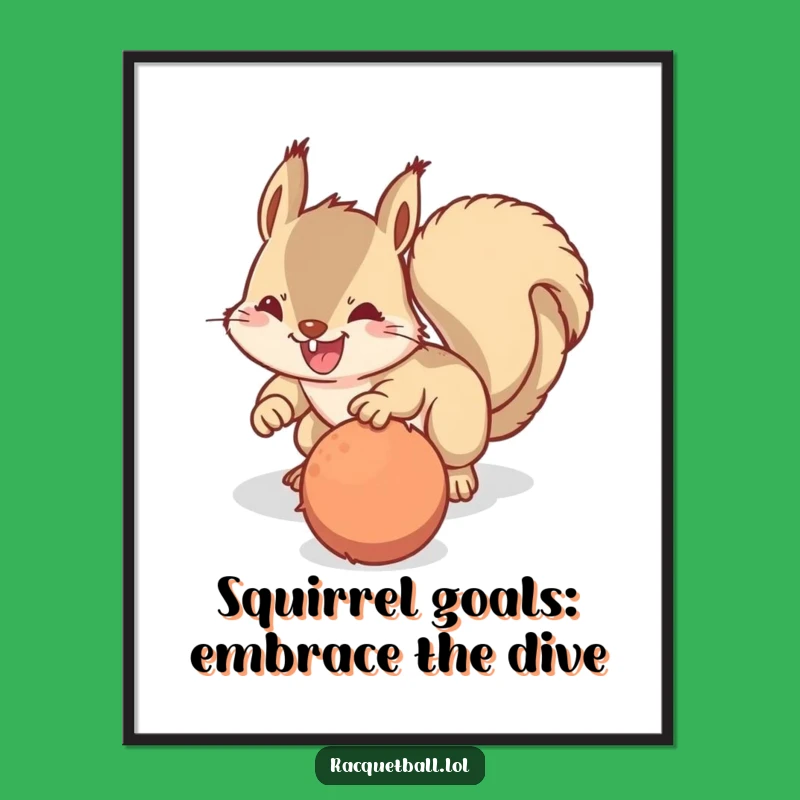 Funny Free Printable Wall Art: Squirrel's Determined Dive - Quirky Decor