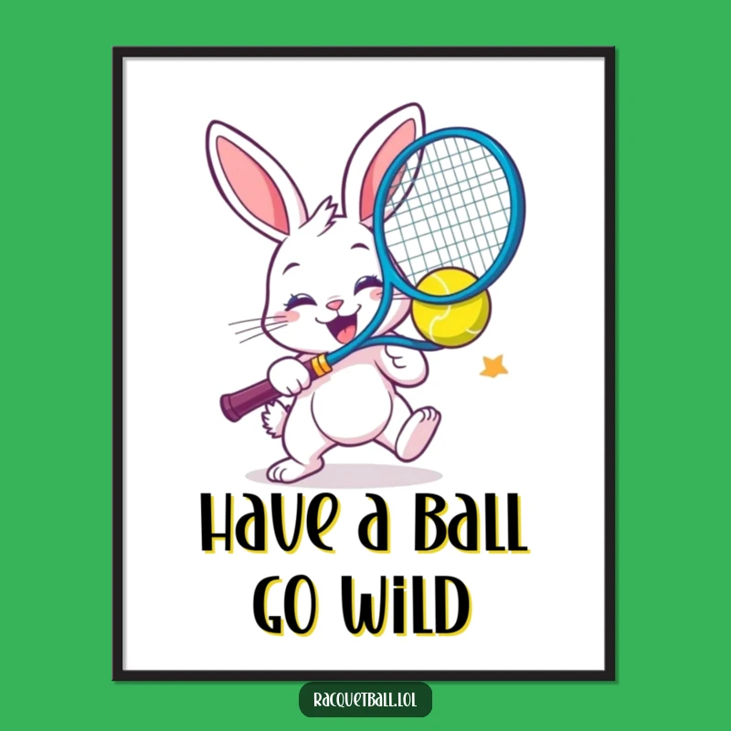 Free Printable Wall Art: Bunny Racquetball Smash, Hilarious Downloadable Art