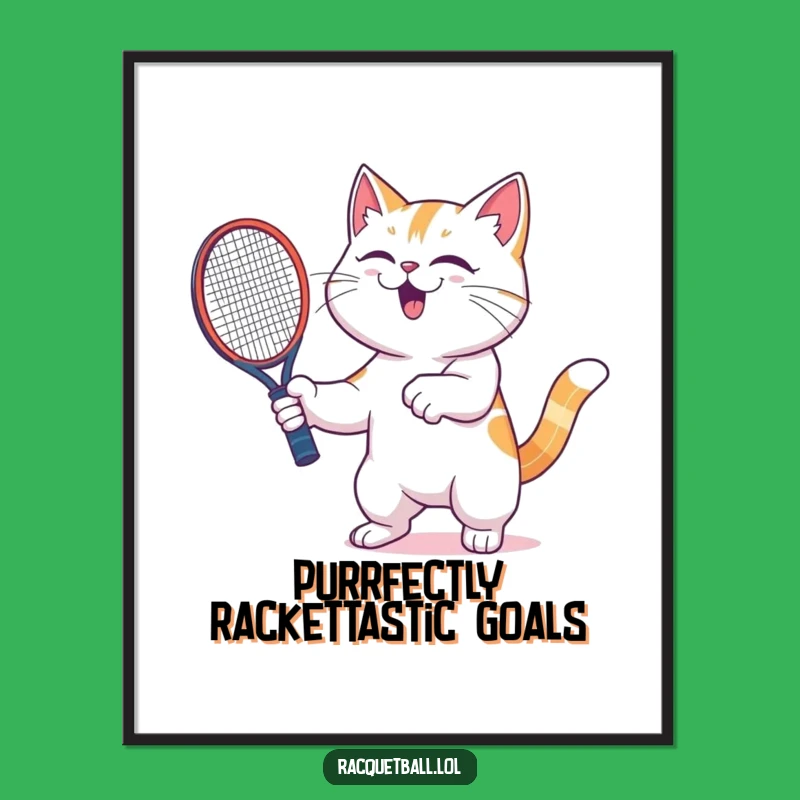 Free Printable Wall Art: Amused Cat Racquetboard Enthusiast for Funny Home Decor Download