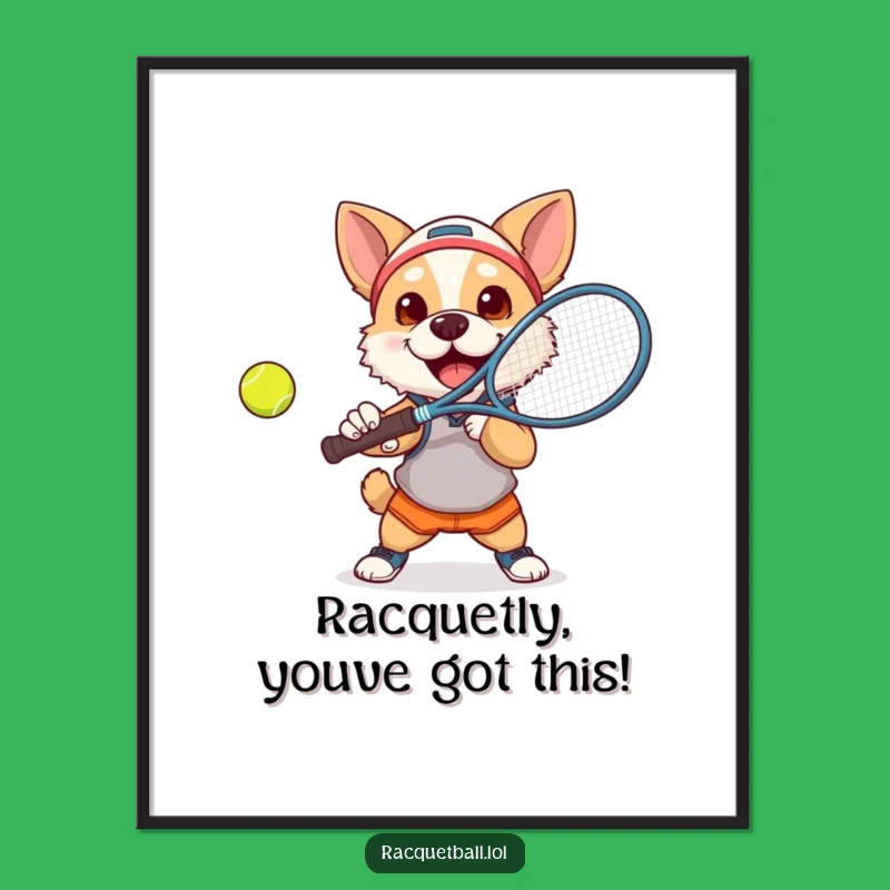 Free Printable Tennis Dog Art: Determined Dog Smash Funny Downloadable Wall Art