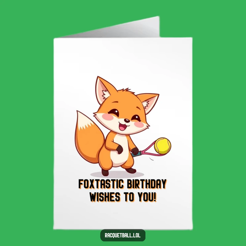 Free Printable Fox Racquetball Birthday Card: Funny Downloadable Gift for Racquetball Lovers!