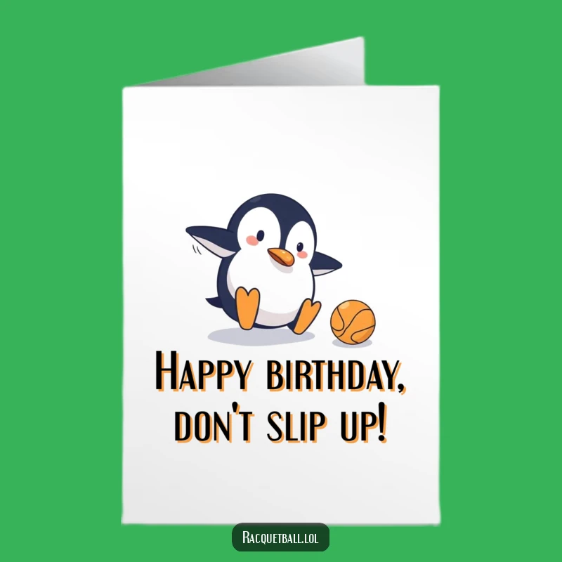 Free Printable Birthday Card: Clumsy Penguin Sports Fail Funny Digital Gift