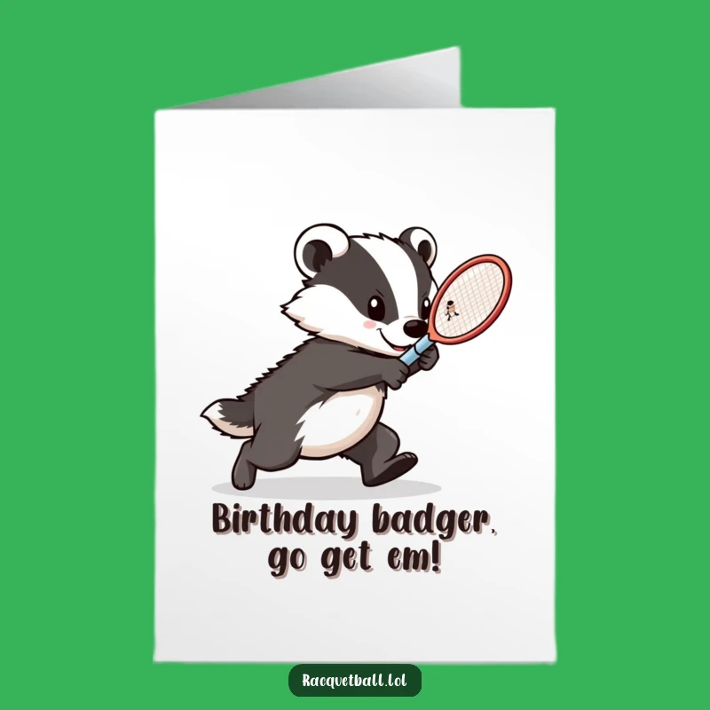 Free Printable Birthday Card Fierce Badger Tennis Player Downloadable