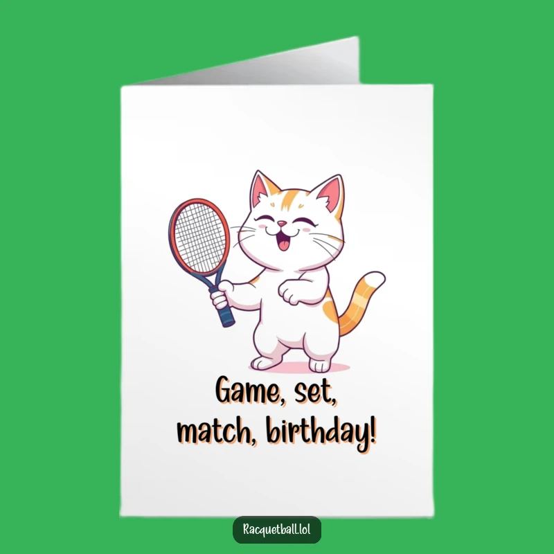 Free Printable Birthday Card: Hilarious Cat Racquetboard Fanatic for a Funny Downloadable Gift