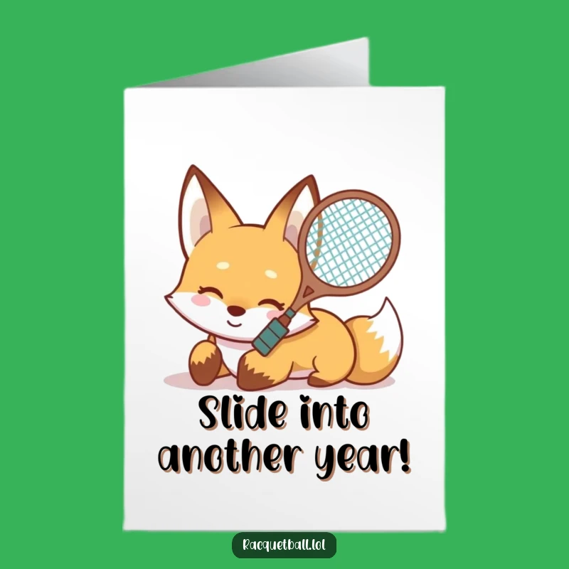 Free Printable Birthday Card: Sly Fox Sliding Humor, Downloadable Greeting for Adventurous Gifts