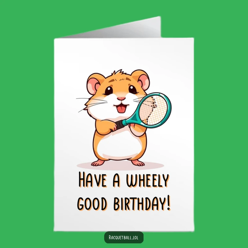 Free Printable Funny Hamster Tennis Birthday Card - Energetic DIY Downloadable Gift