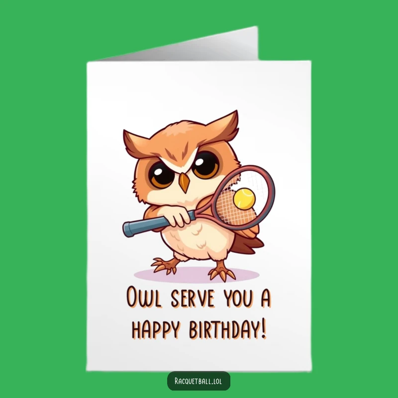 Free Printable Owl Racquetball Birthday Card: Action-Packed DIY Downloadable Fun