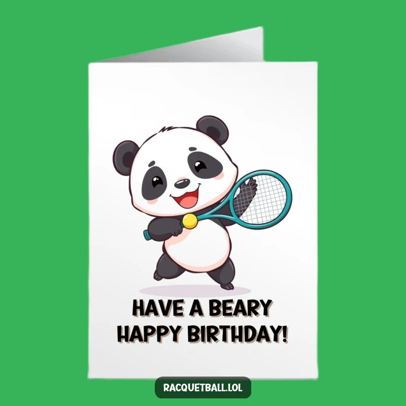 Free Printable Birthday Card: Panda Tennis Champ - Funny Downloadable Gift