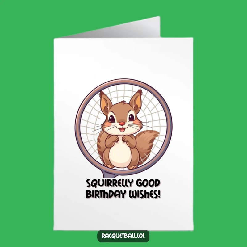Free Printable Birthday Card: Squirrel Racquet Peek for a Playful, Funny Downloadable Gift