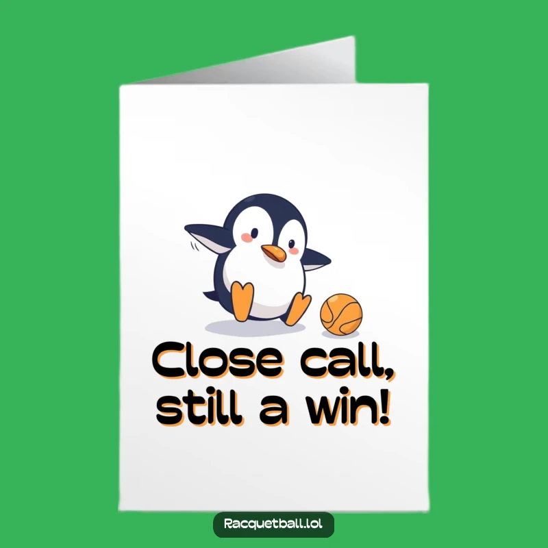 Free Printable Congrats Card: Clumsy Penguin Sports Near Miss Funny Digital Gift