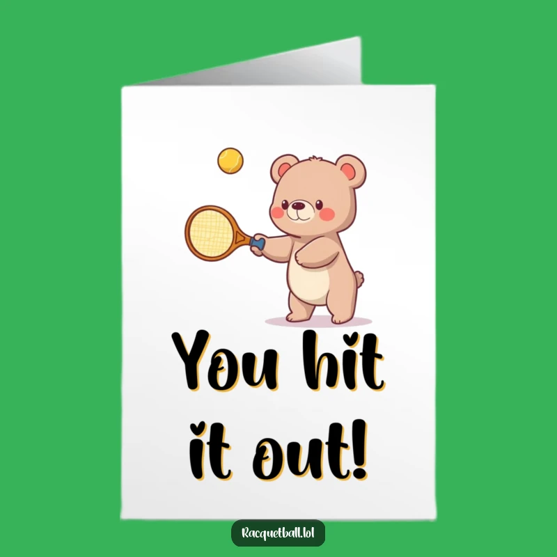 Free Printable Congrats Card: Bear Tennis Ace, Funny Sports Achievement Greeting