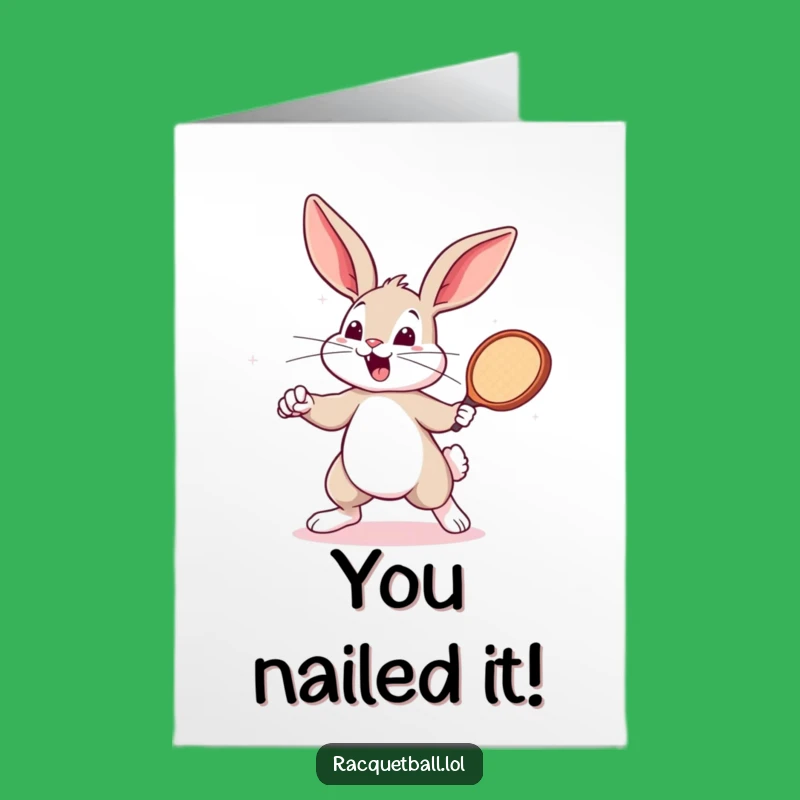 Free Printable Funny Bunny Congrats Card, Racquetball Champ, Downloadable Celebration Art