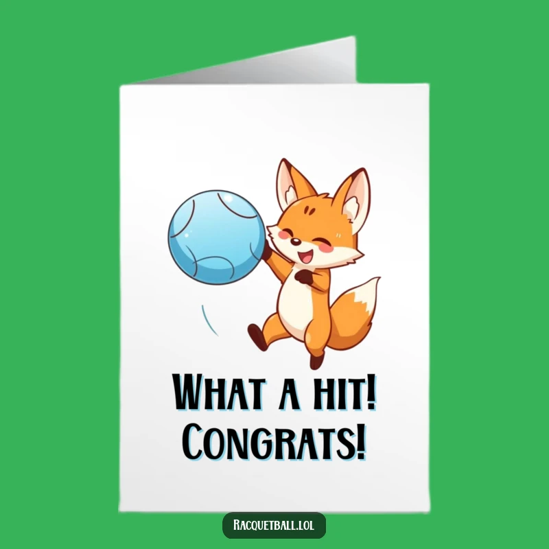 Free Printable Funny Fox Congrats Card, Dramatic Ball Hit, Downloadable Celebration Art