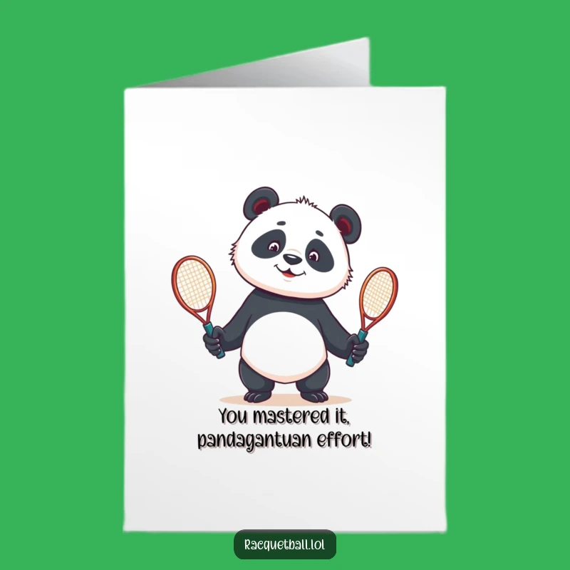 Free Printable Congrats Card: Panda Juggling Racquets - Humorous Downloadable Celebration Gift