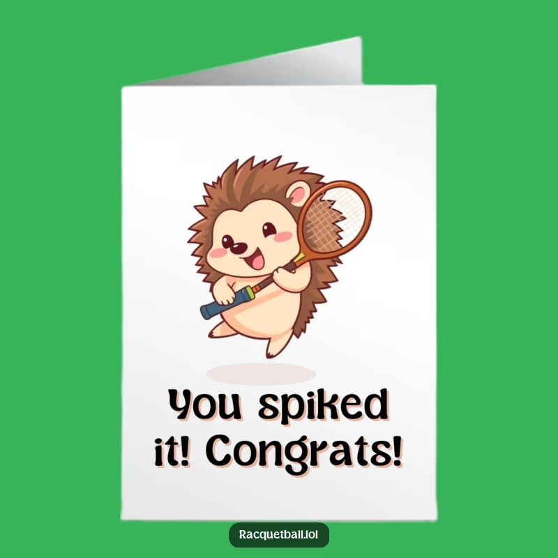 Free Printable Congrats Card Speedy Hedgehog Tennis Champion Downloadable
