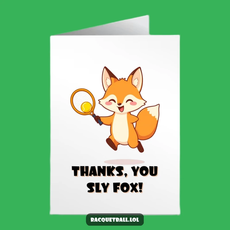 Free Printable Fox Thank You Card: Racquet Rally Thanks - Funny Downloadable Gift!