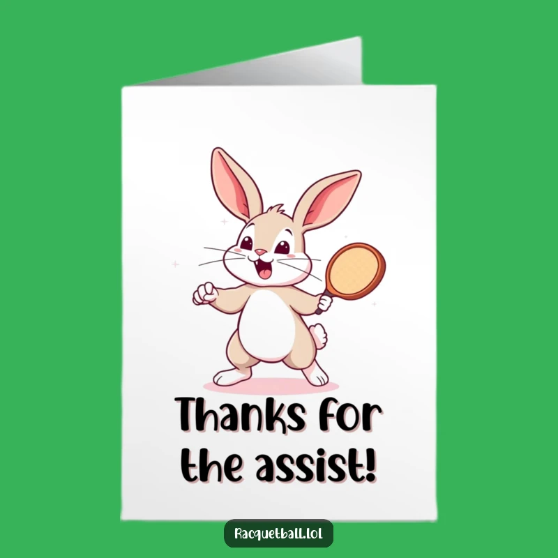 Free Printable Funny Bunny Thank You Card, Racquetball Paddle, Downloadable DIY Gratitude