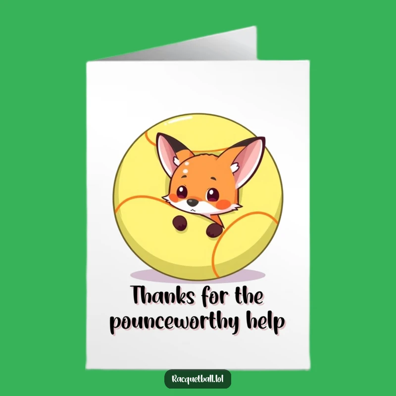 Free Printable Funny Fox Thank You Card - Racquetball Gratitude Surprise Downloadable Gift