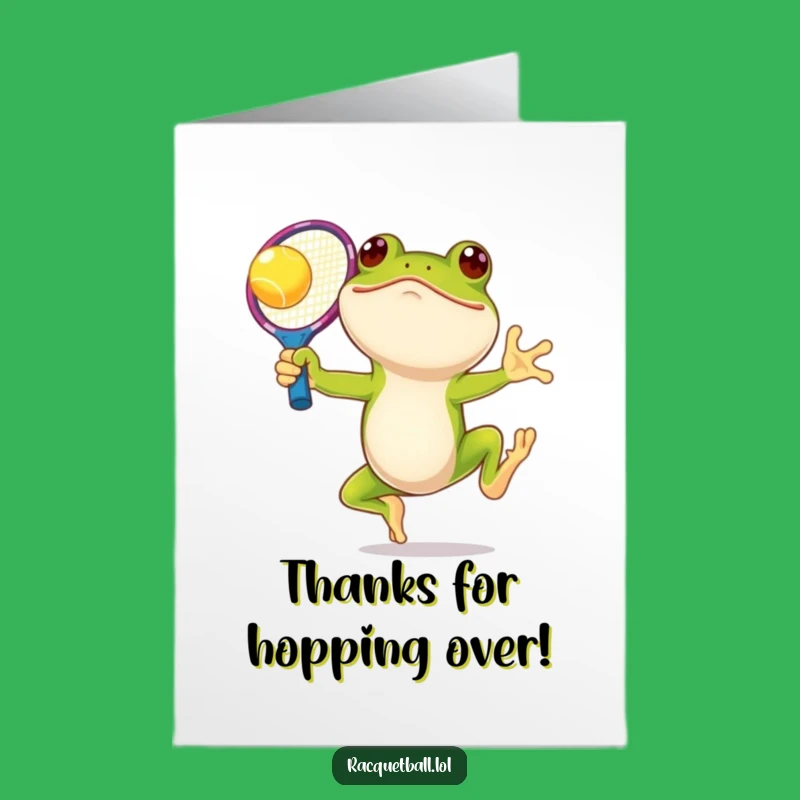 Free Printable Thank You Card Cheerful Frog Tennis Star Downloadable