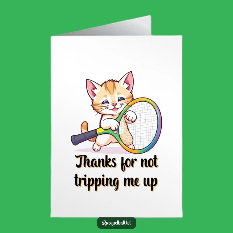 Free Printable Thank You Card: Funny Kitten's Playful Tumble - Downloadable Adorable Gift