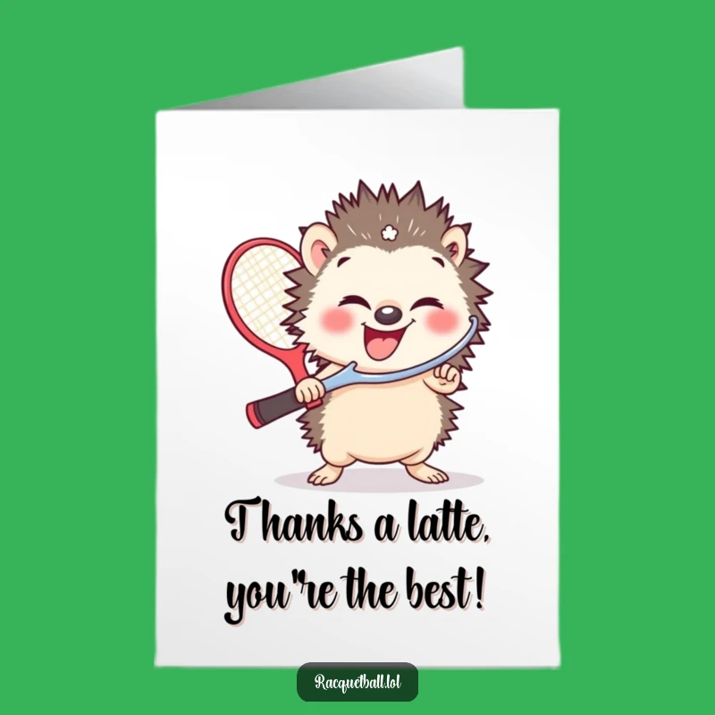Free Printable Hedgehog Racquetball Thank You Card: Funny Downloadable Gift of Thanks!