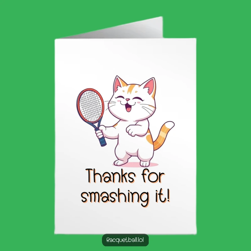 Free Printable Thank You Card: Thankful Cat Racquetboard Player for a Grateful Downloadable Gift