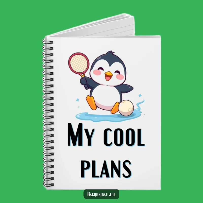 Funny Penguin Tennis Notebook - Joyful Sliding Racquet Ball Journal, Gift