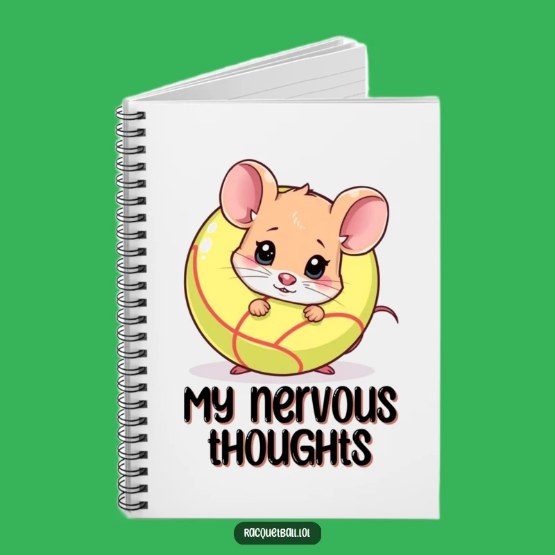 Funny Shy Mouse Racquetball Notebook - Timid Journal & Gift