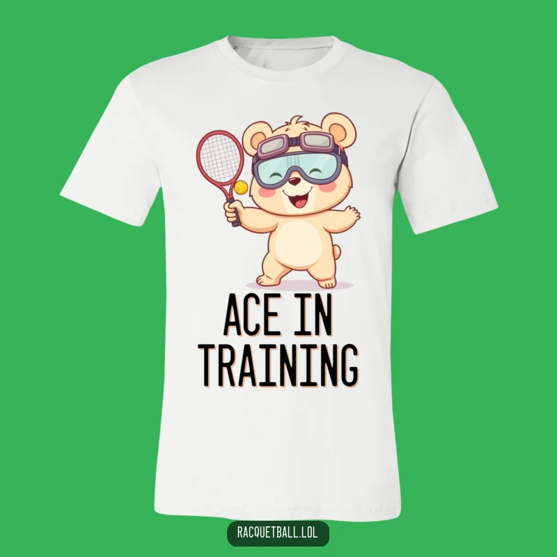 Funny Giggling Bear Racquetball T-Shirt - Hilarious Sports Tee Gift