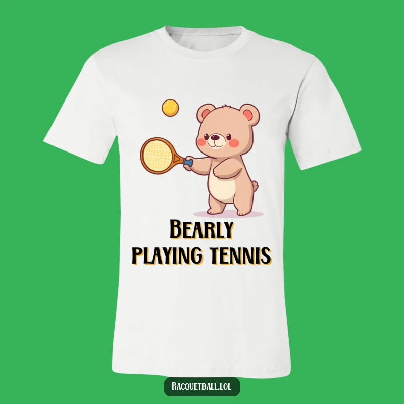 Funny Bear Tennis T-Shirt - Oversized Racquet Player Tee
