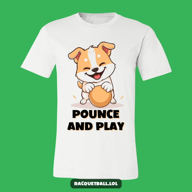 Funny Dog Pounce T-Shirt: Determined Ball Player Tee