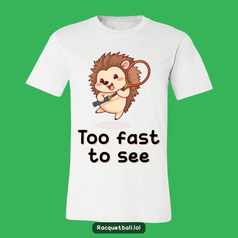 Funny Hedgehog Tennis T-Shirt: Happy Spining Athlete Racquet Action, Best Humorous Gift