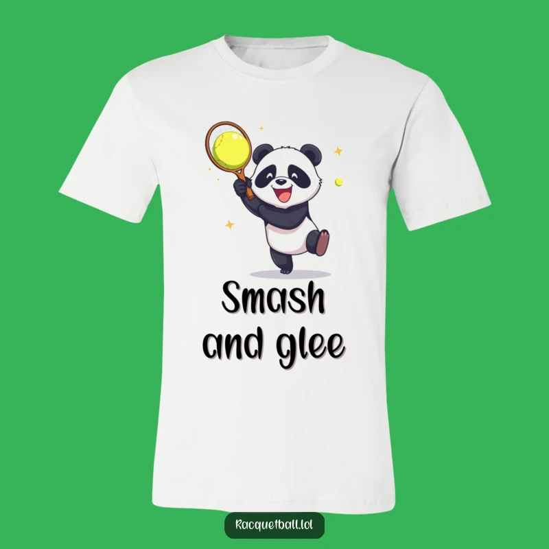 Funny Panda Racquetball Smash T-Shirt: Wear Your Aggressive Glee Boldly!