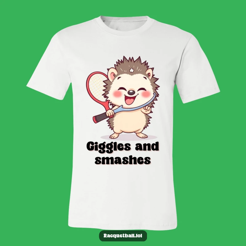 Funny Hedgehog Racquetball T-Shirt: Giggle Player with Giant Paddle, Hilarious Gift