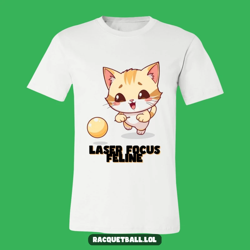 Funny Cat Tennis T-Shirt: Giggling Feline's Focused Chase for Sporty Style Gift