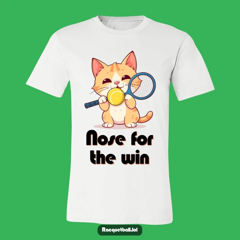 Funny Cat Racquetball Nose T-Shirt: Wear Your Energetic Focus!