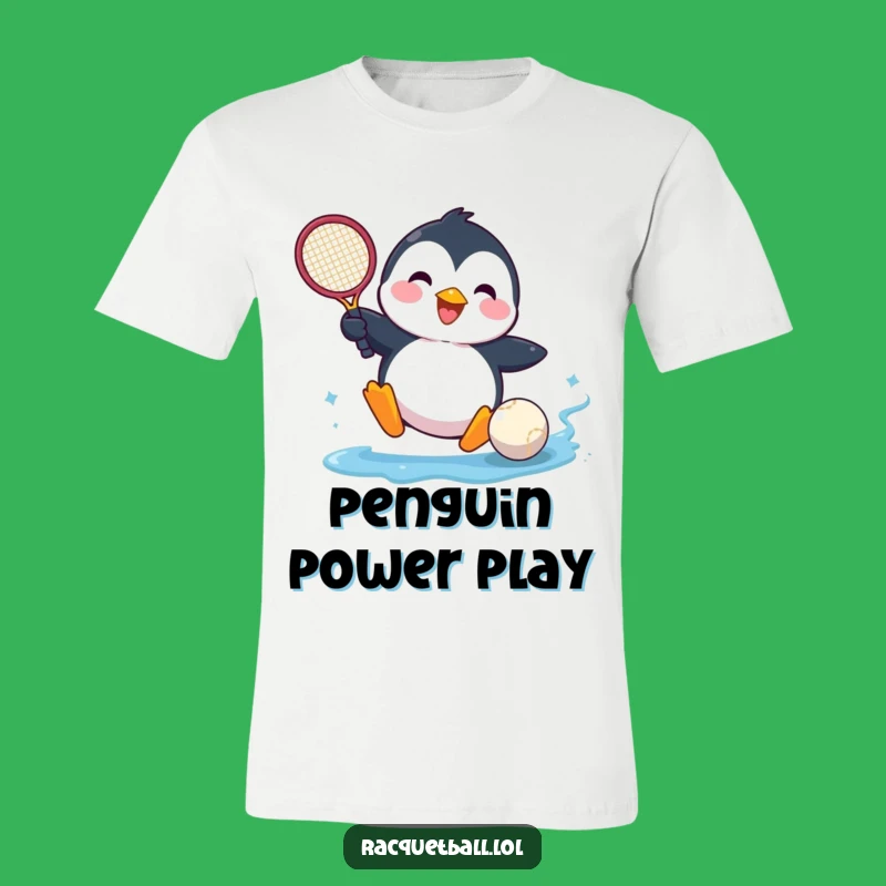 Funny Penguin Tennis Shirt - Happy Sliding Racquet Ball Tee, Gift