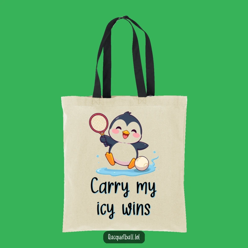 Funny Penguin Tennis Tote Bag - Sliding Racquet Ball Carryall, Gift