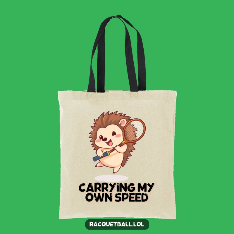 Funny Hedgehog Tennis Tote Bag: Whimsical Spining Athlete Racquet Carrier, Great Humorous Gift