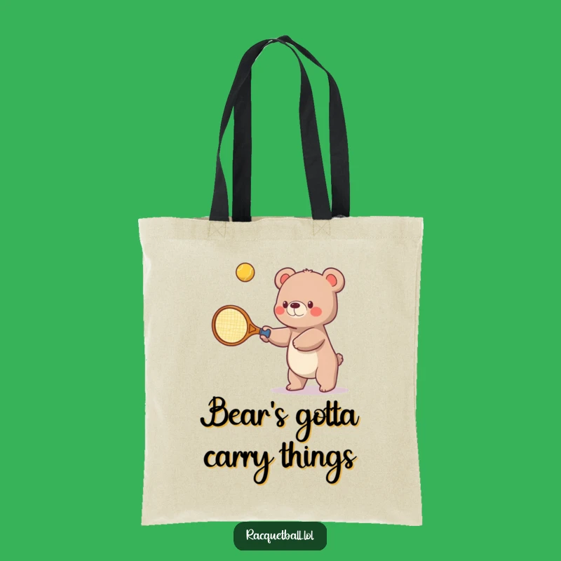 Funny Bear Tennis Tote Bag - Oversized Racquet Sports Bag