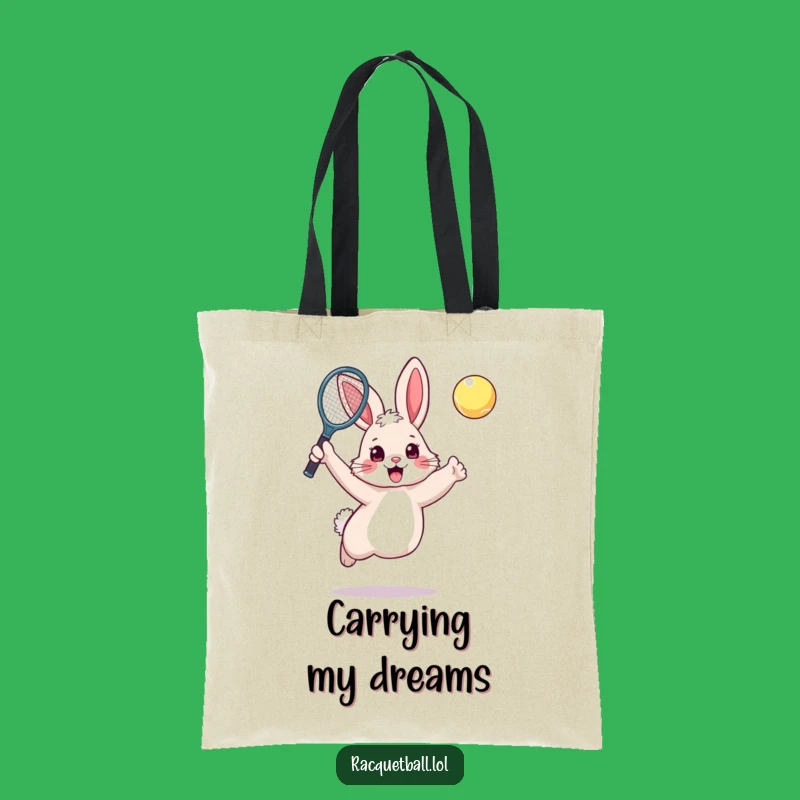 Funny Rabbit Tennis Tote Bag: Excited Bunny Plays Tennis, Practical Funny Gift