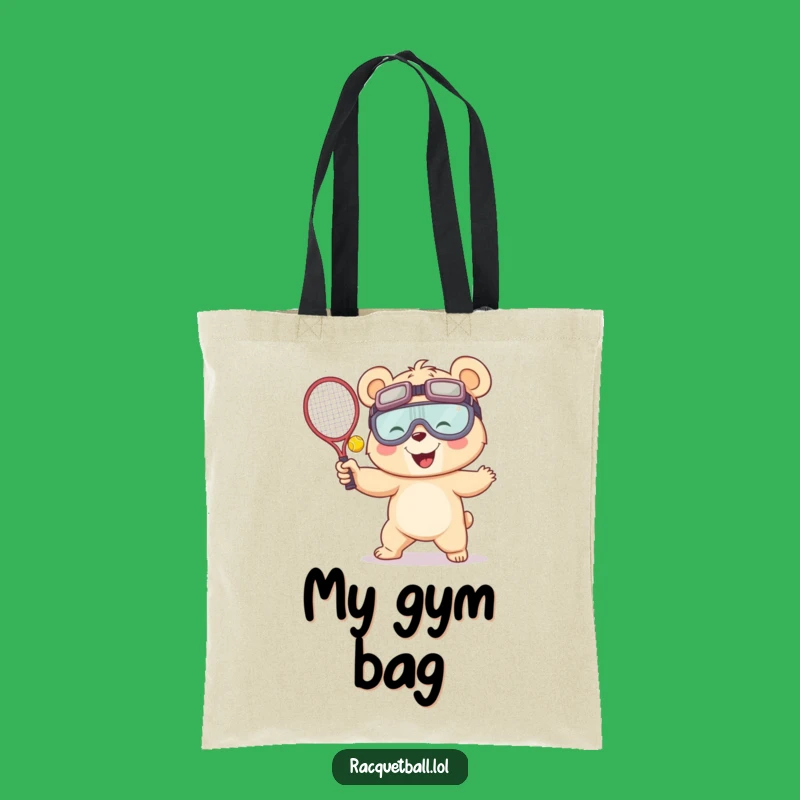Funny Racquetball Bear Tote Bag - Giggling Serve Humorous Carryall Gift
